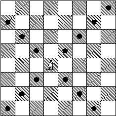Diagram showing how a bishop moves on the chess board.