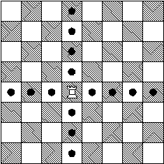 Diagram showing how a rook moves on the chess board.